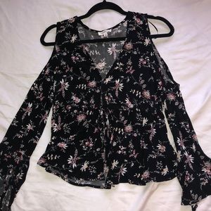 black floral off the shoulder top